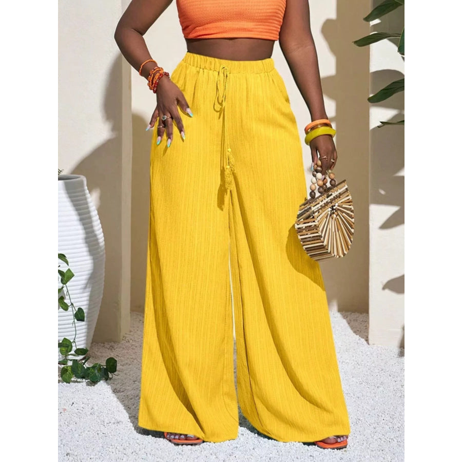Wide-Leg Pants with Drawstring Apparel and Accessories