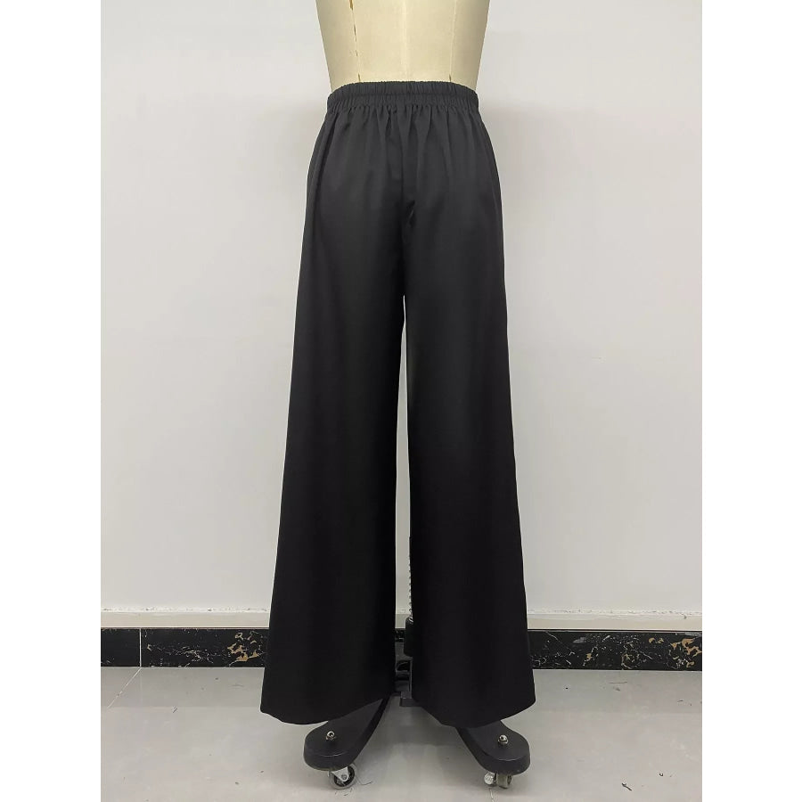 Wide-Leg Pants with Overlap Front Detail Apparel and Accessories