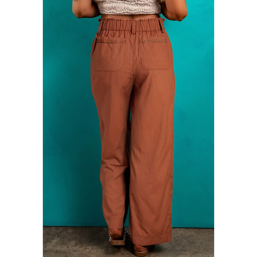 Wide Leg Pants with Pockets Caramel / S Apparel and Accessories