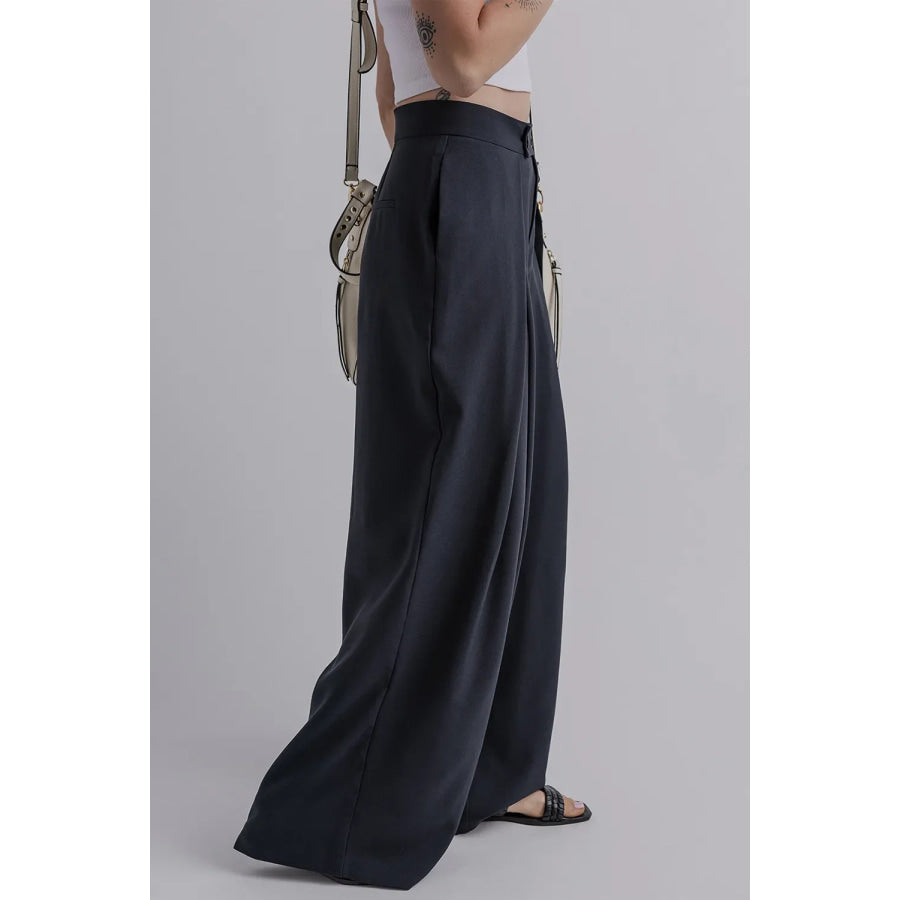 Wide Leg Pants with Pockets Apparel and Accessories