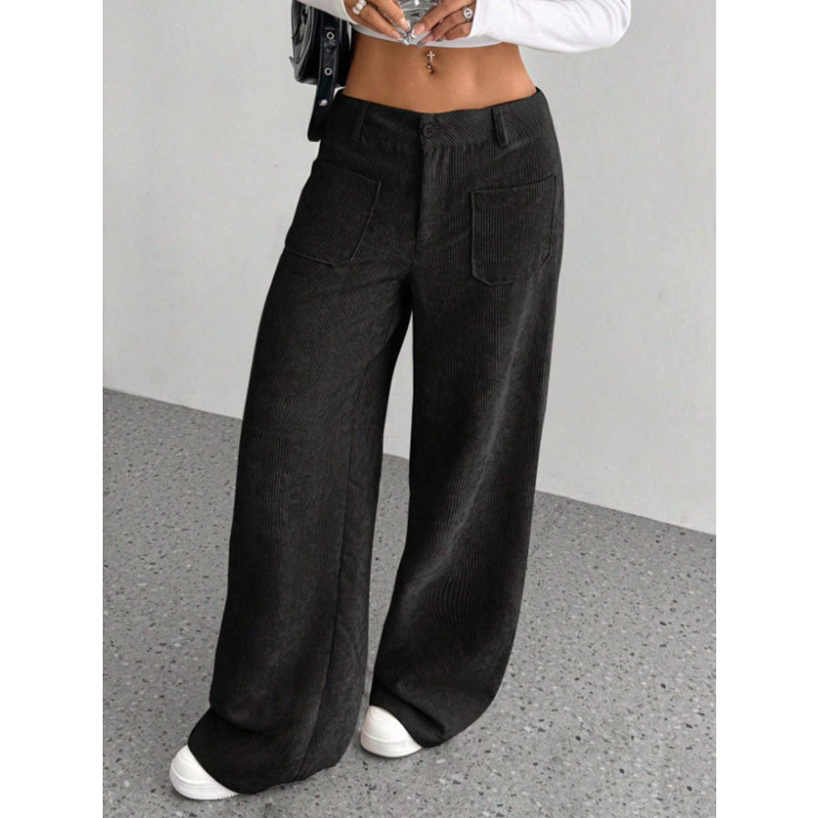 Wide Leg Pants with Pockets Apparel and Accessories