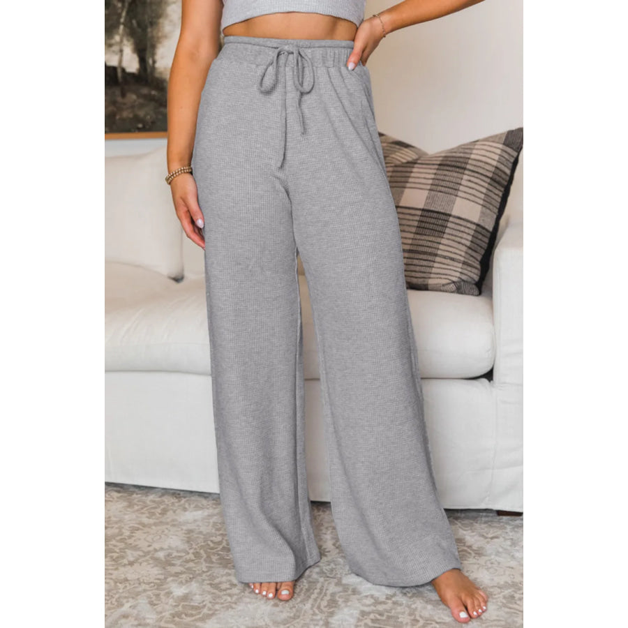 Wide Leg Pants with Pockets Gray / S Apparel and Accessories