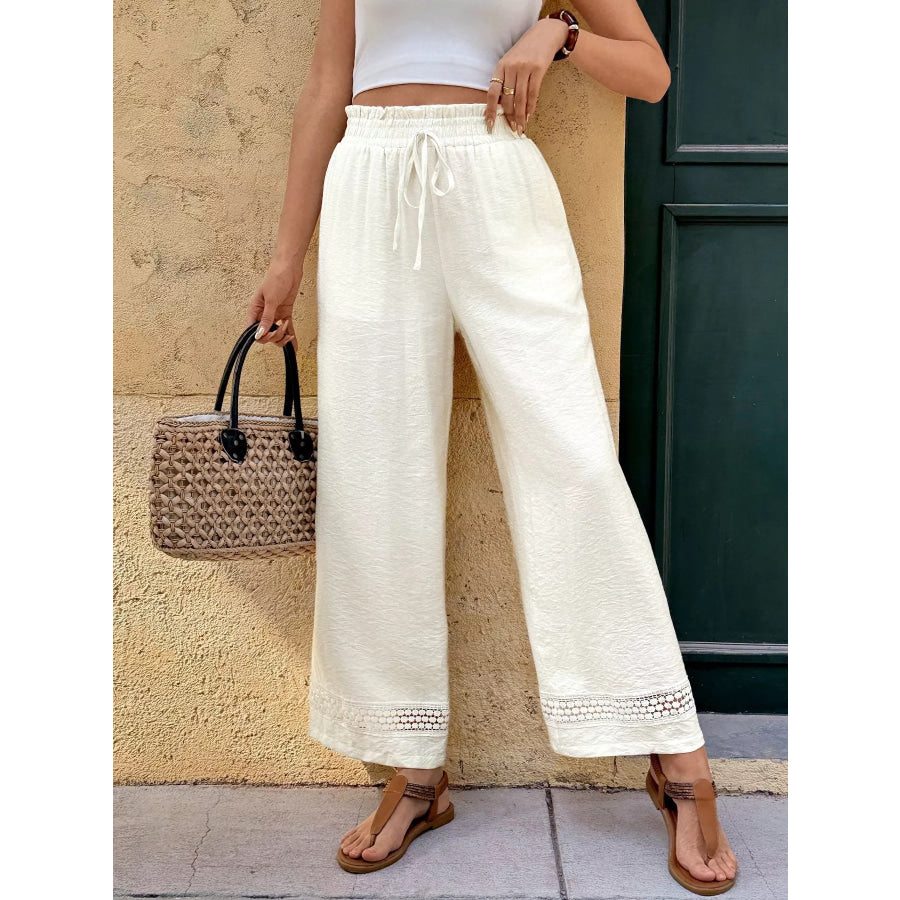 Wide Leg Pants with Pockets Ivory / S Apparel and Accessories