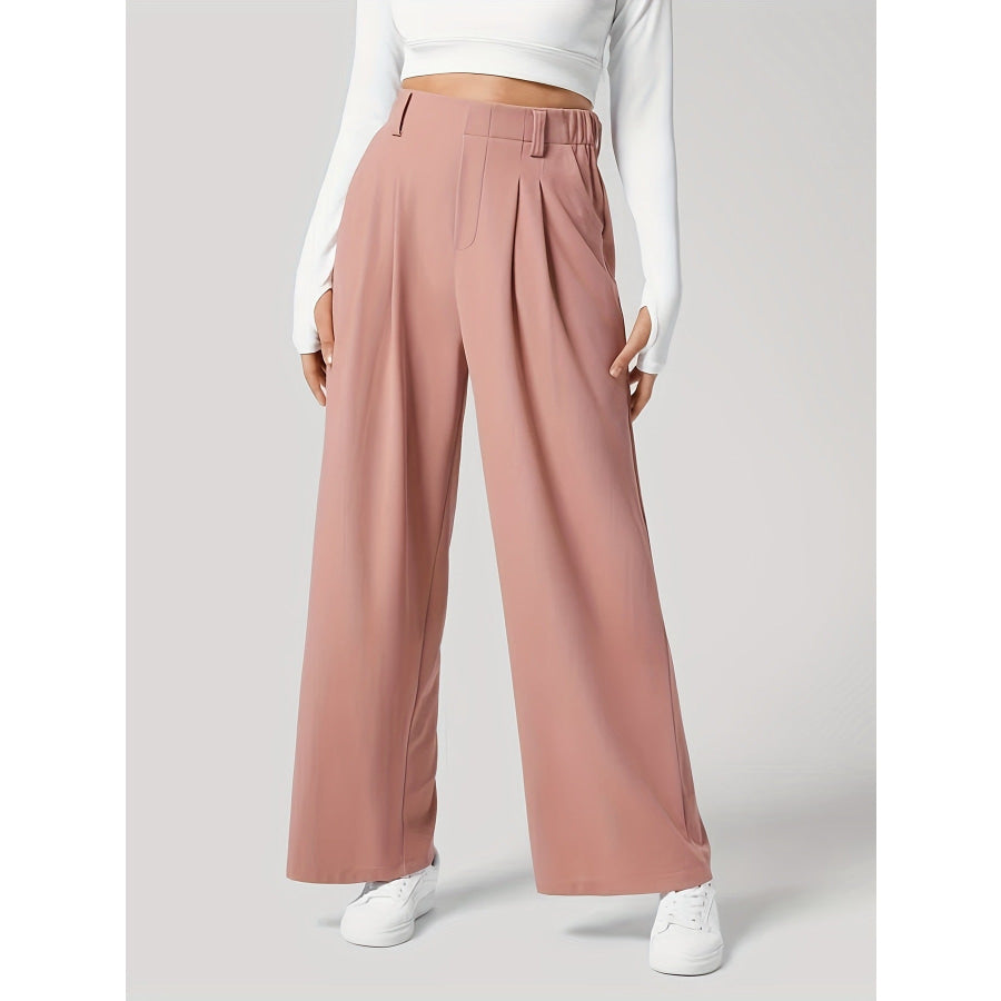 Wide Leg Pants with Pockets Pale Blush / XS Apparel and Accessories