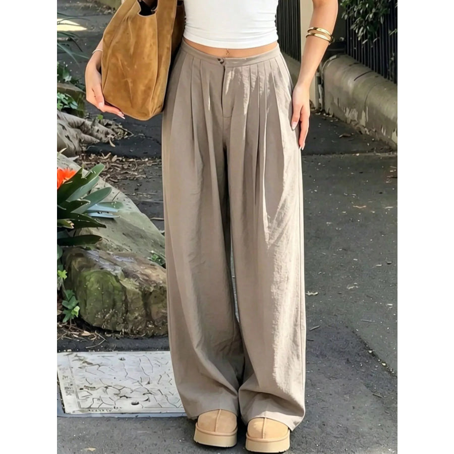Wide-Leg Pleated Pants Apparel and Accessories