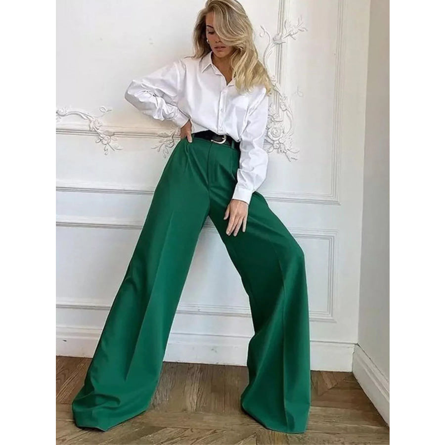 Wide Leg Pleated Pants Apparel and Accessories