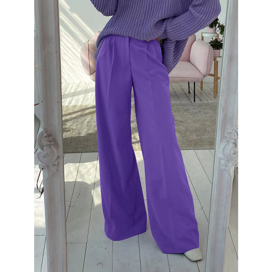 Wide Leg Pleated Pants Apparel and Accessories