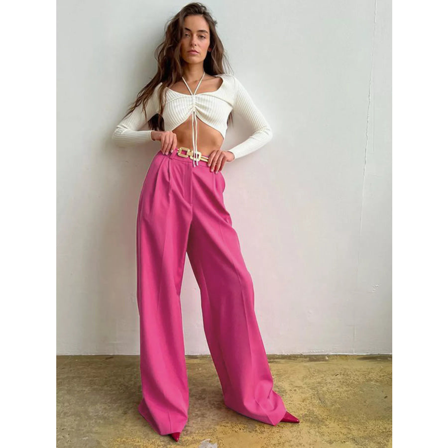 Wide Leg Pleated Pants Apparel and Accessories