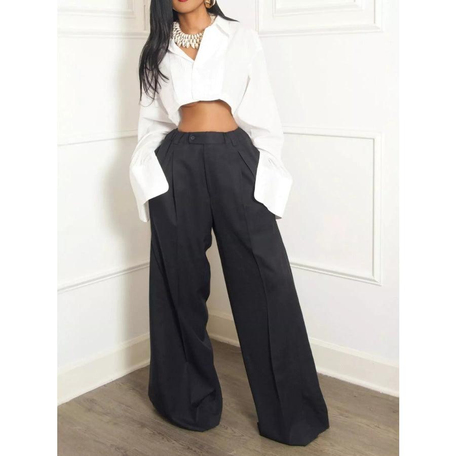 Wide Leg Pleated Pants Apparel and Accessories