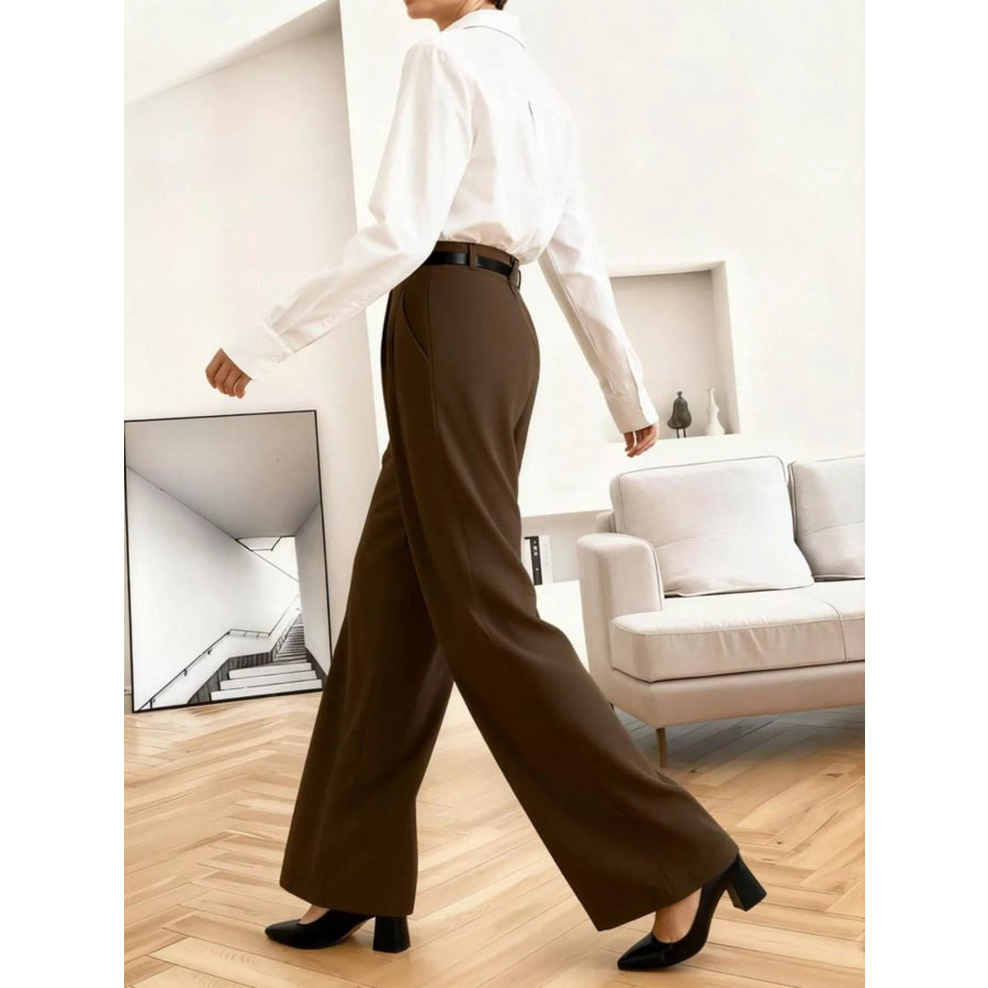 Wide Leg Pleated Pants Apparel and Accessories