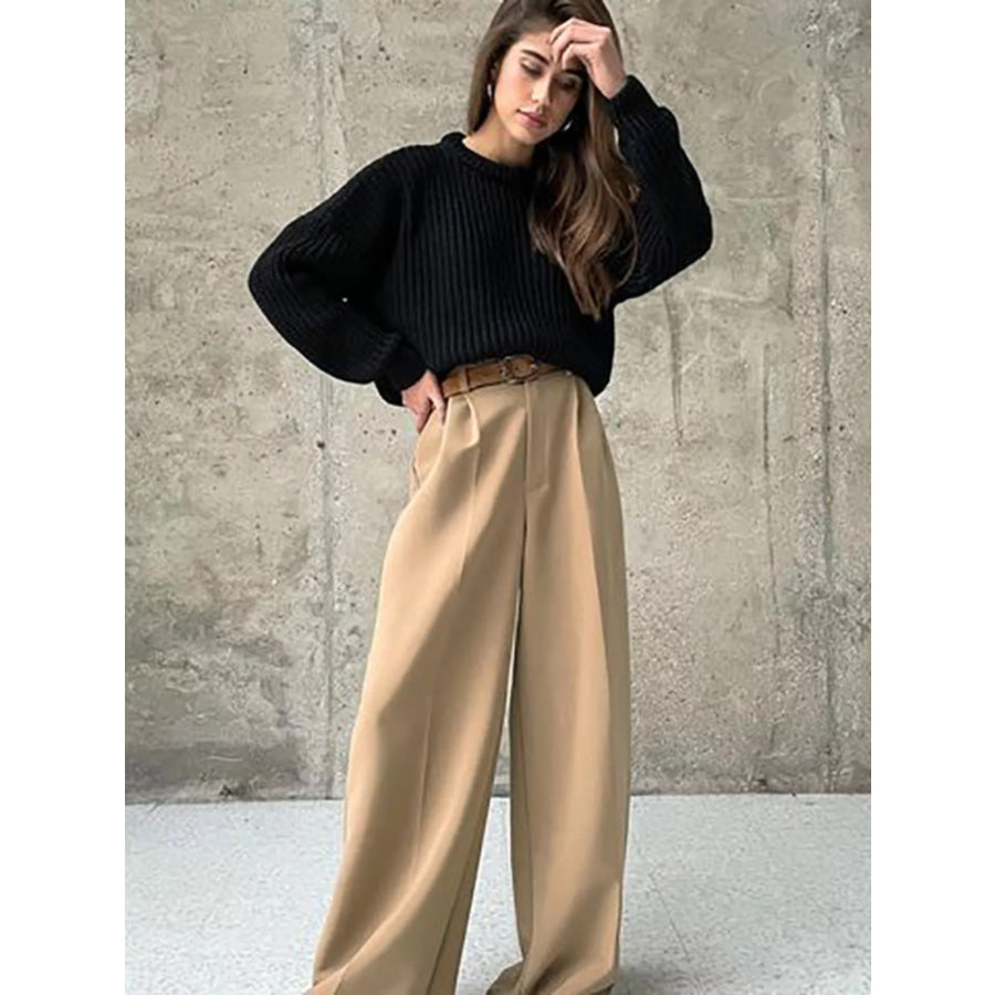 Wide Leg Pleated Pants Apparel and Accessories
