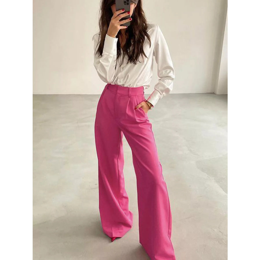 Wide Leg Pleated Pants Apparel and Accessories