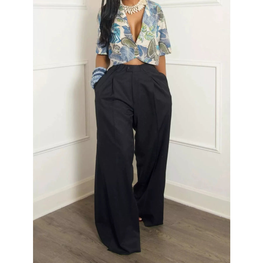 Wide Leg Pleated Pants Apparel and Accessories