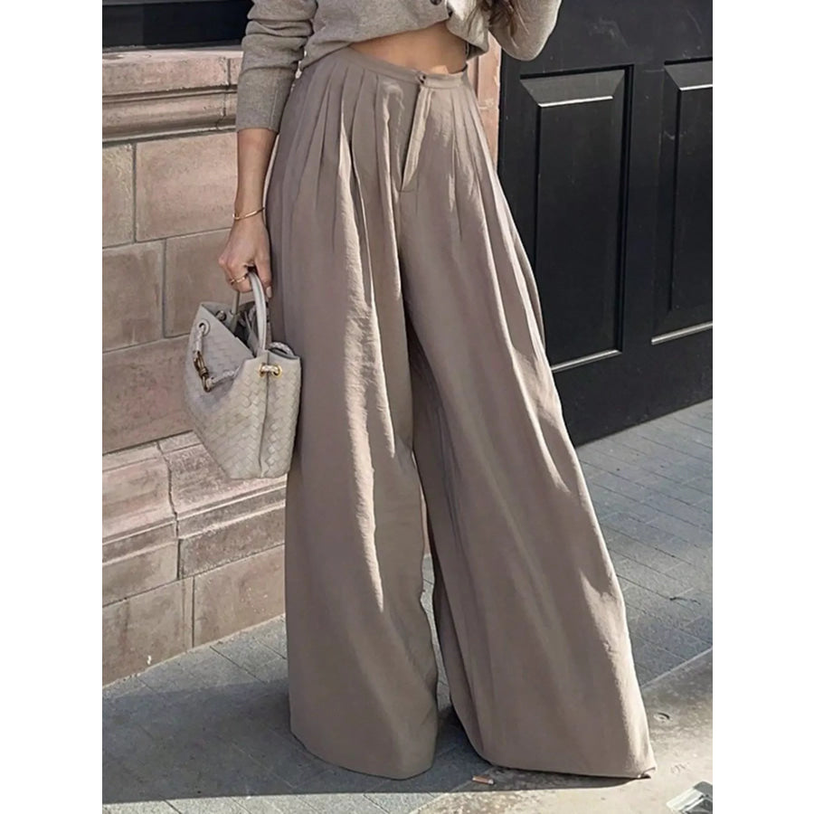 Wide-Leg Pleated Pants Apparel and Accessories
