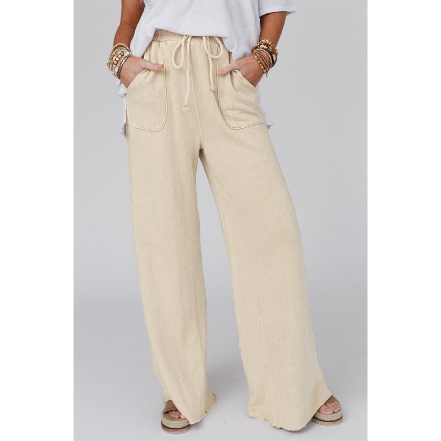 Wide Leg Pocketed Pants Sand / S