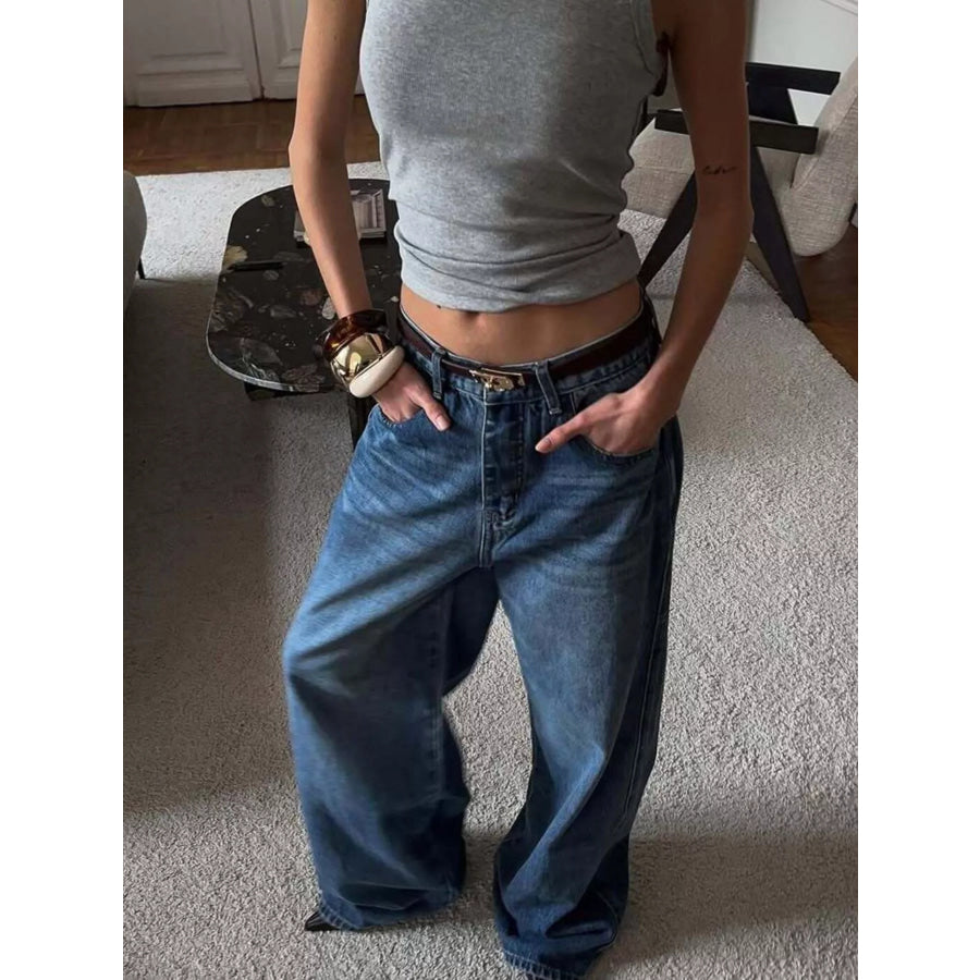 Wide Leg Relaxed Fit Jeans Apparel and Accessories
