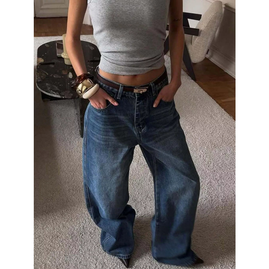 Wide Leg Relaxed Fit Jeans Apparel and Accessories