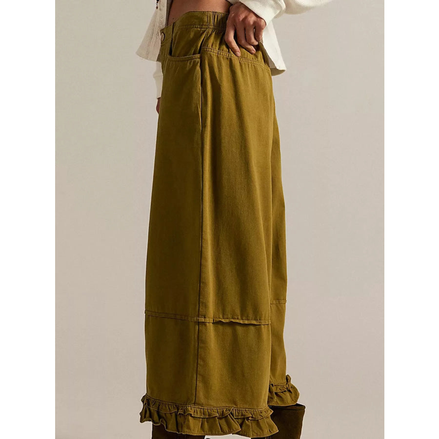 Wide-Leg Ruffle Hem Jeans Apparel and Accessories