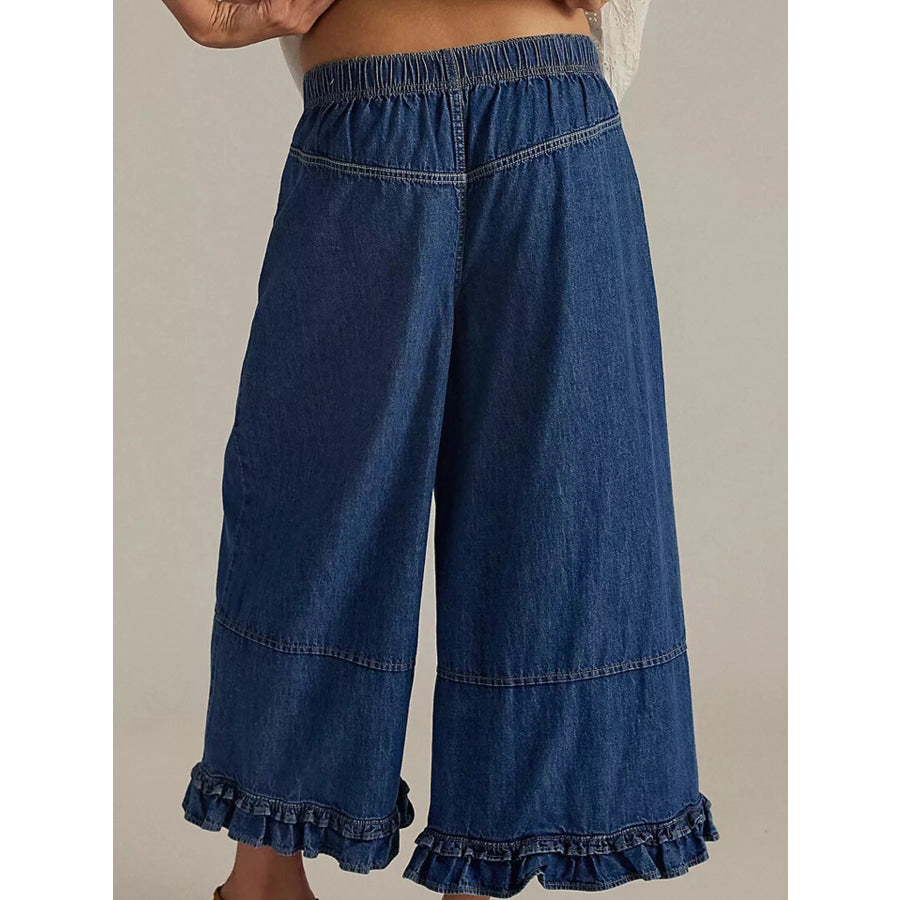 Wide-Leg Ruffle Hem Jeans Apparel and Accessories