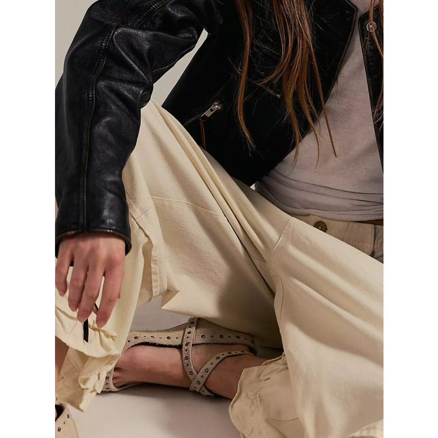 Wide-Leg Ruffle Hem Jeans Apparel and Accessories