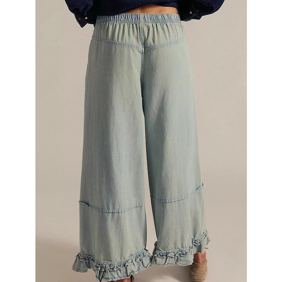 Wide-Leg Ruffle Hem Jeans Apparel and Accessories