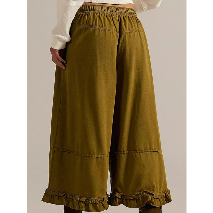 Wide-Leg Ruffle Hem Jeans Apparel and Accessories