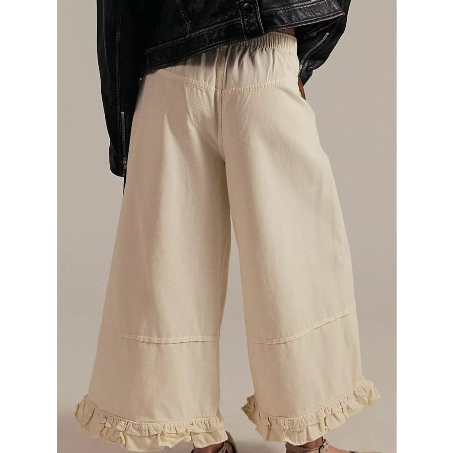 Wide-Leg Ruffle Hem Jeans Apparel and Accessories