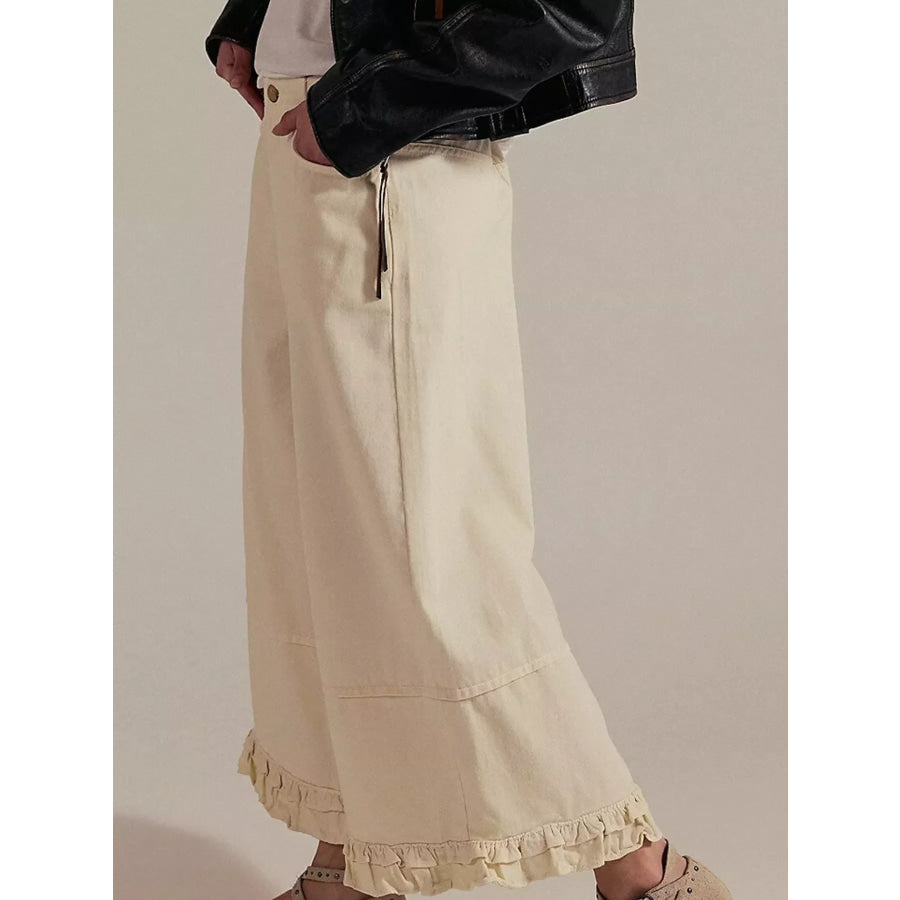 Wide-Leg Ruffle Hem Jeans Apparel and Accessories
