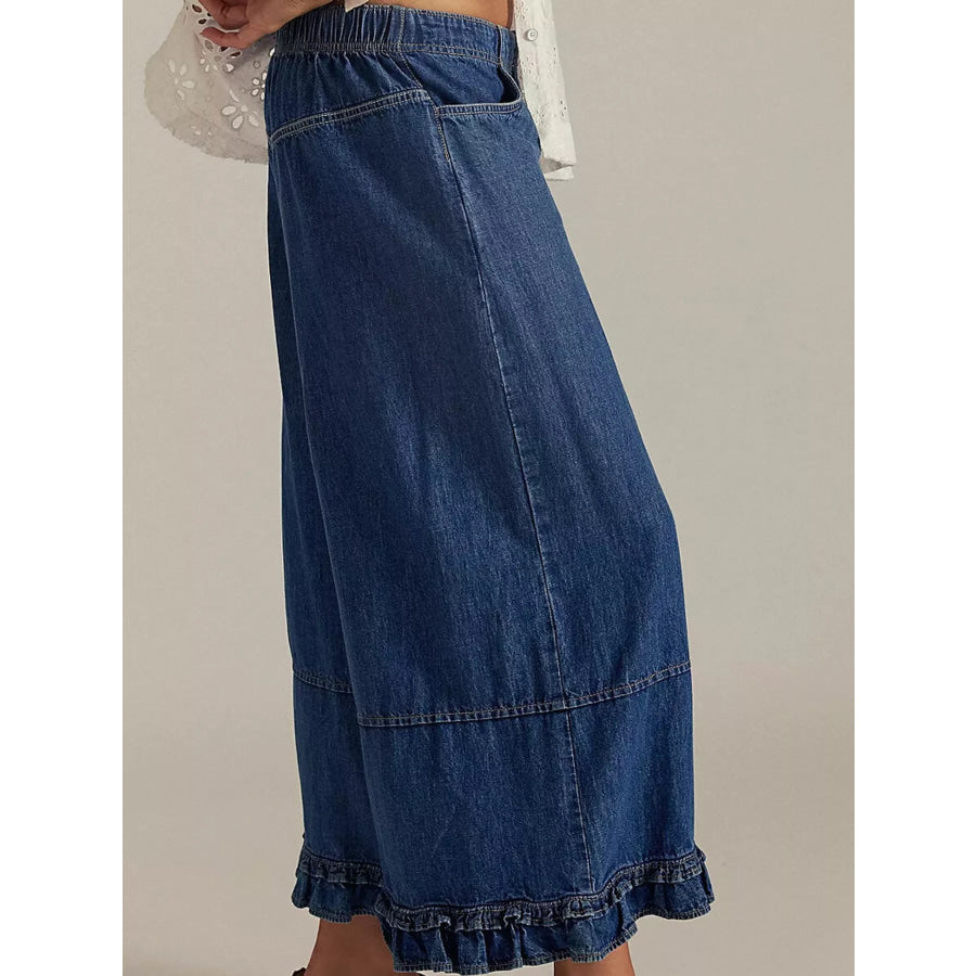 Wide-Leg Ruffle Hem Jeans Apparel and Accessories