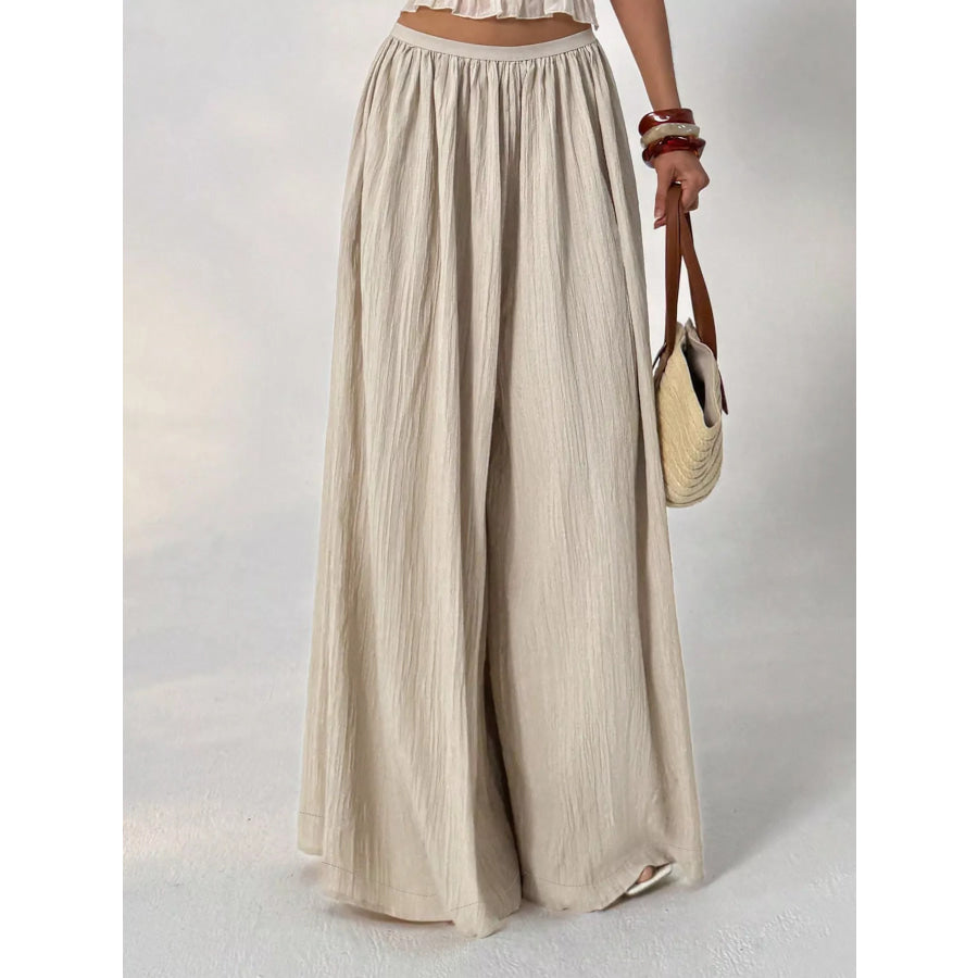 Wide-Leg Textured Pants Apparel and Accessories