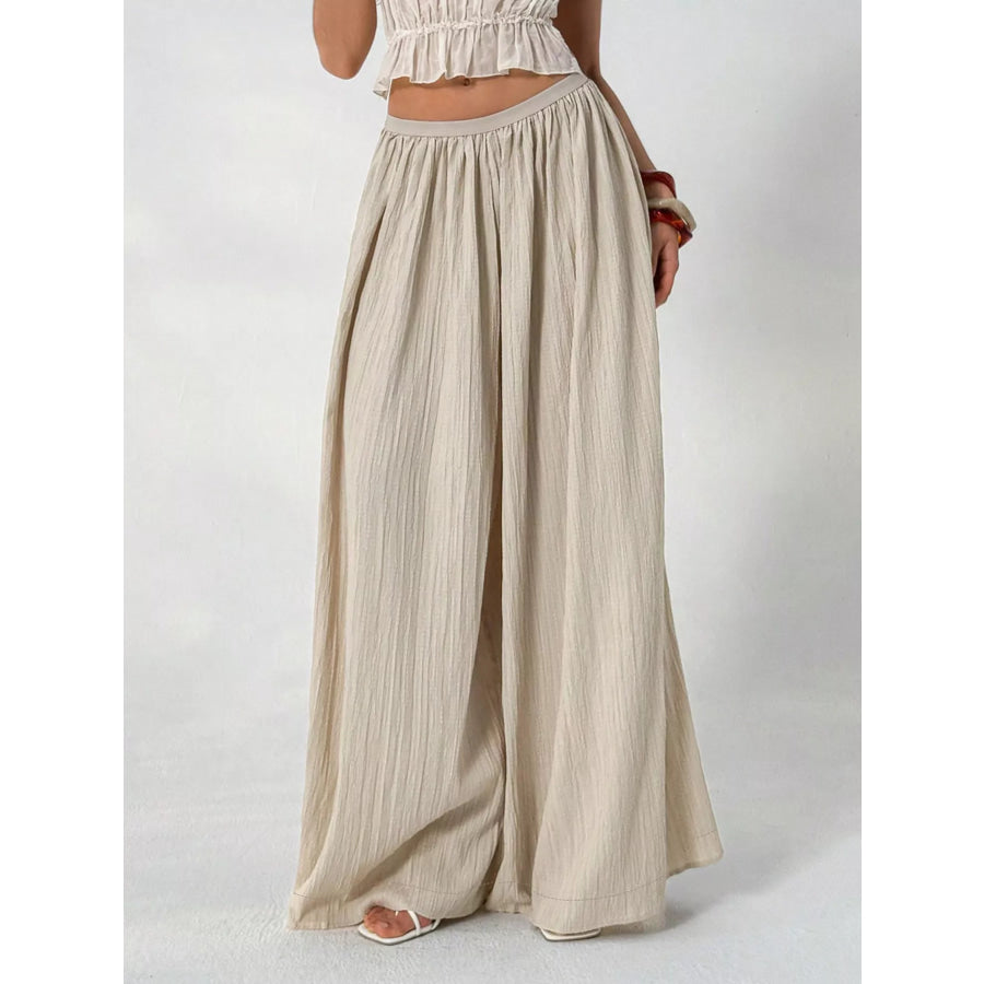 Wide-Leg Textured Pants Apparel and Accessories