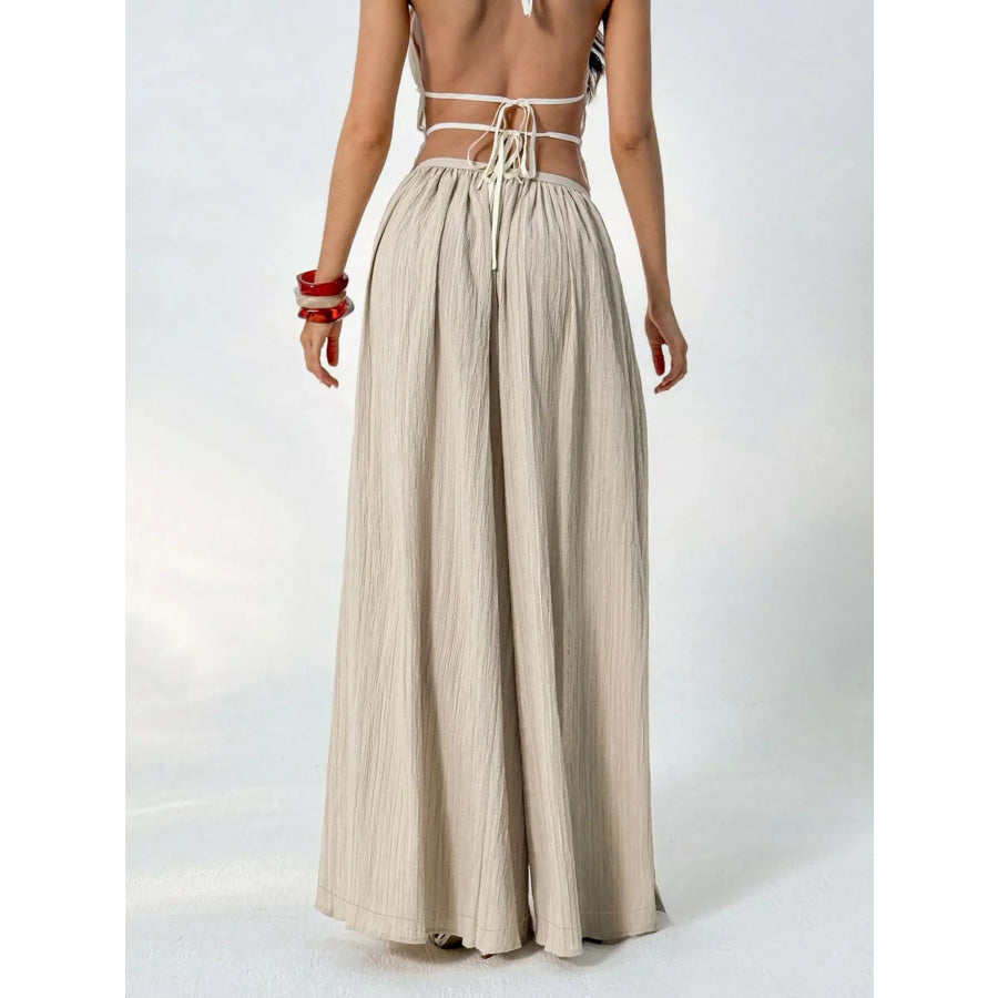 Wide-Leg Textured Pants Apparel and Accessories