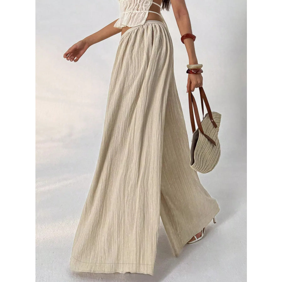 Wide-Leg Textured Pants Apparel and Accessories