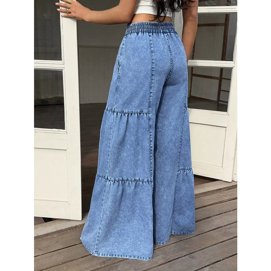 Wide Leg Tiered Jeans Apparel and Accessories