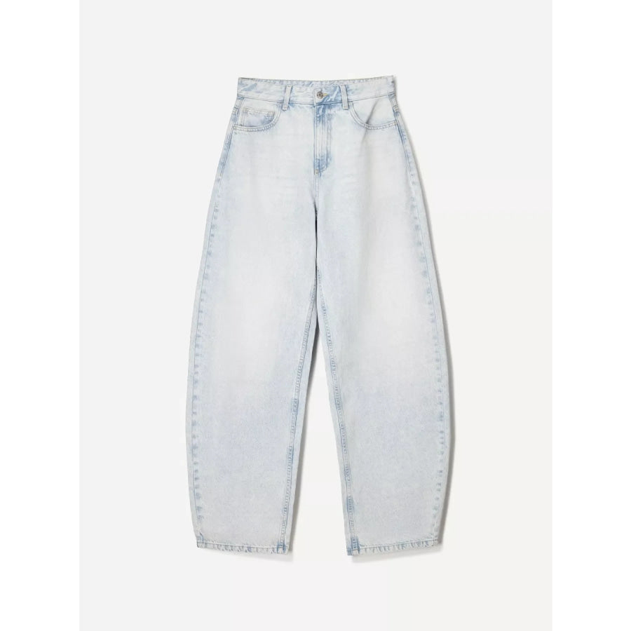 Wide Leg Washed Jeans Light Blue / S Apparel and Accessories