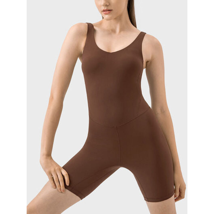 Wide Strap Active Romper Chestnut / 4 Apparel and Accessories