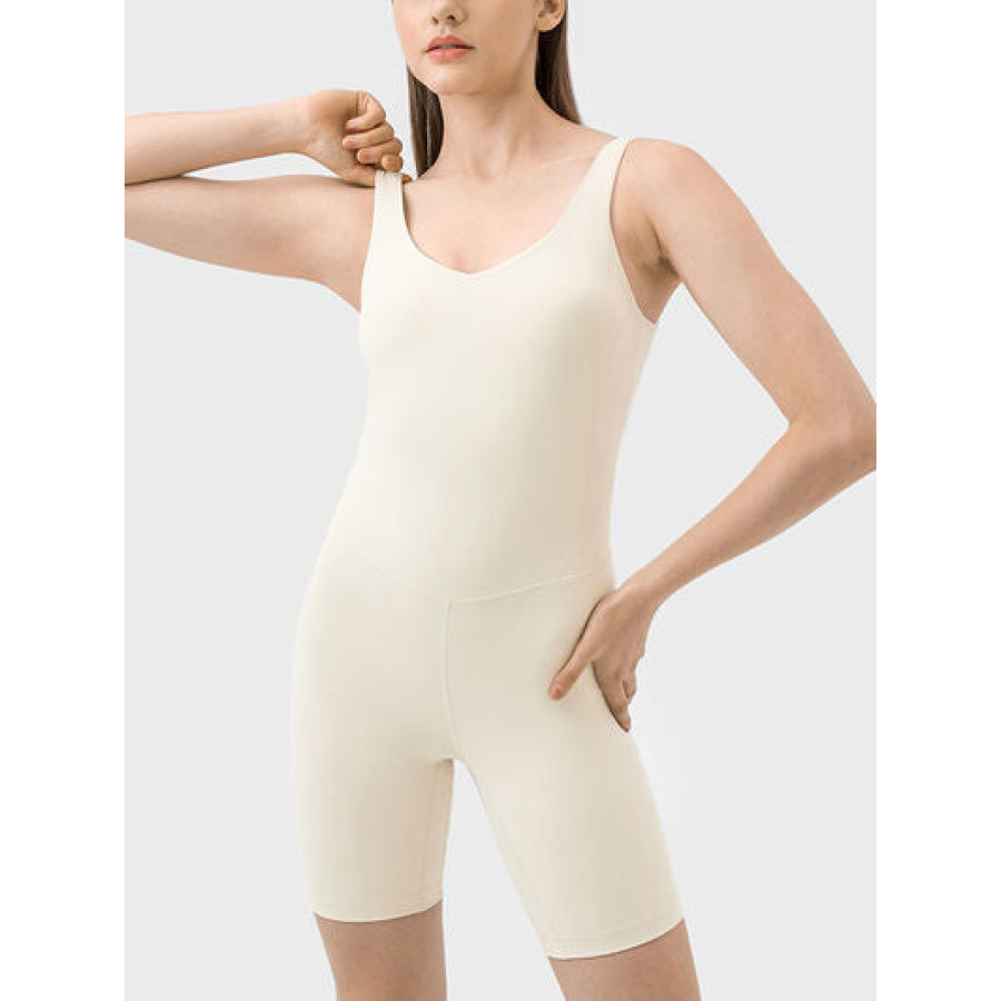 Wide Strap Active Romper Sand / 4 Apparel and Accessories