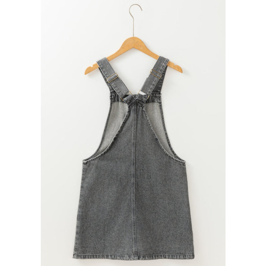 Wide Strap Button Down Denim Overall Dress Apparel and Accessories