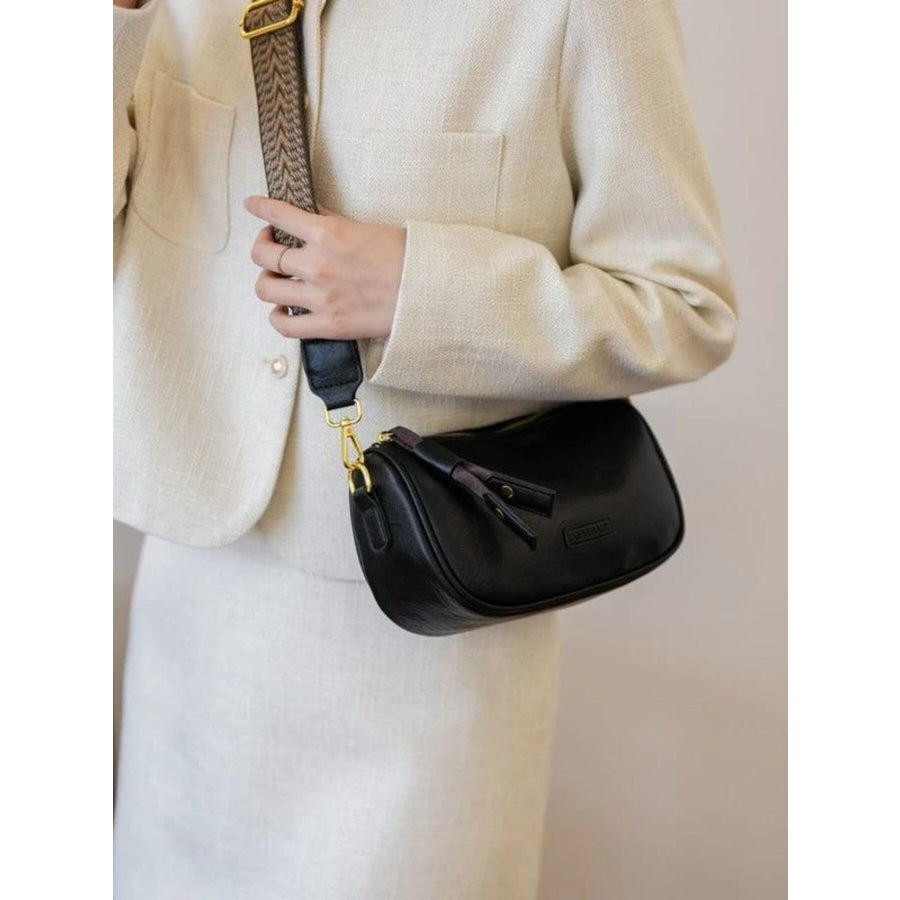 Wide Strap Crossbody Bag Black / One Size Apparel and Accessories