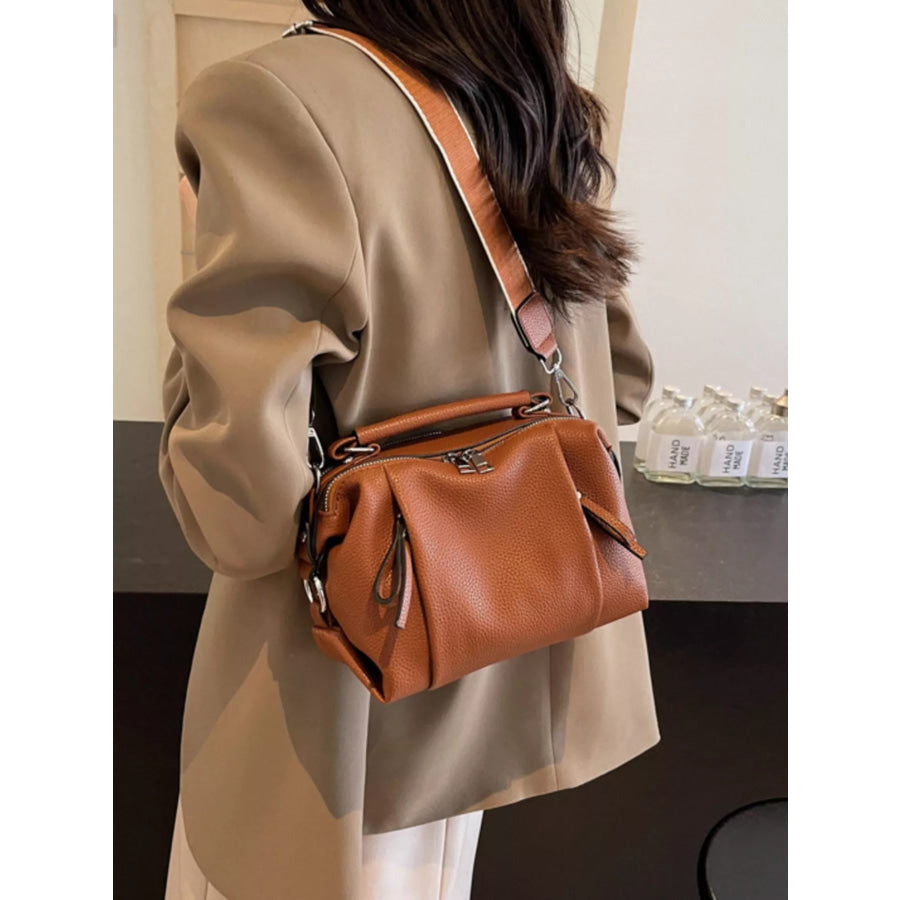 Wide Strap Crossbody Bag Brown / One Size Apparel and Accessories