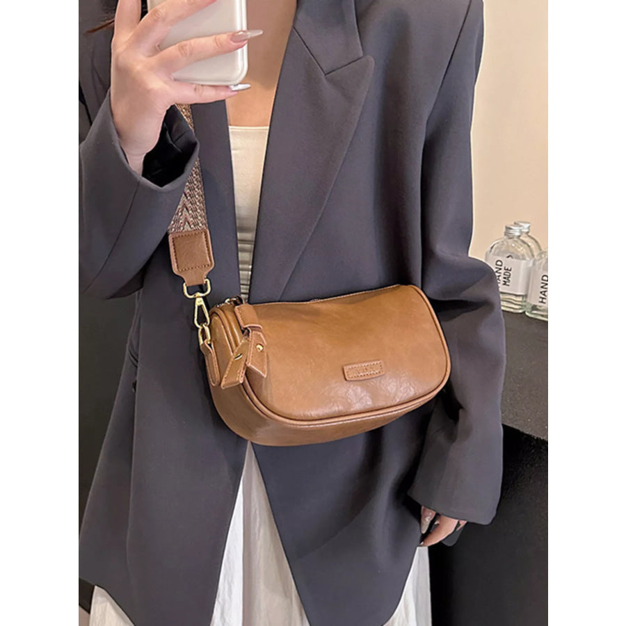 Wide Strap Crossbody Bag Ochre / One Size Apparel and Accessories