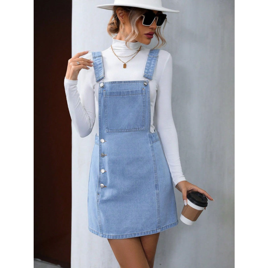 Wide Strap Denim Overall Dress Apparel and Accessories