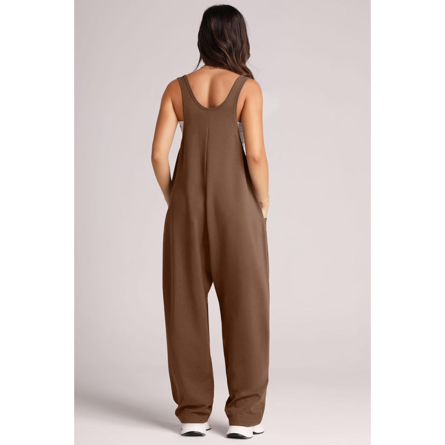 Wide Strap Jumpsuit with Pockets Apparel and Accessories