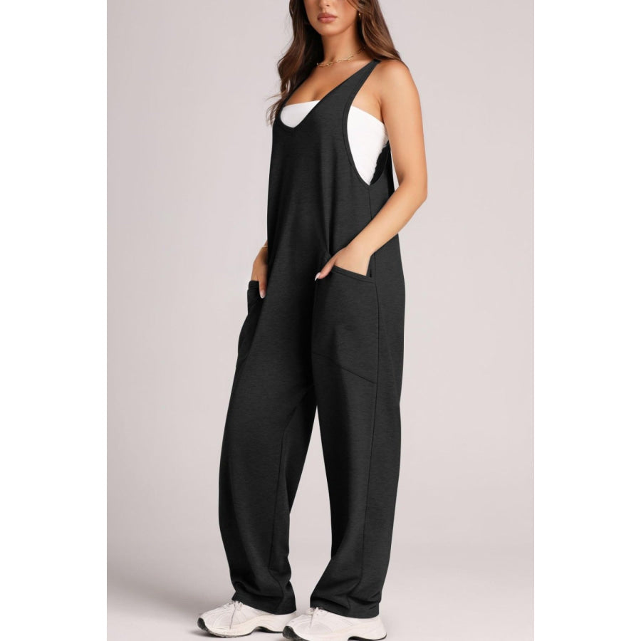 Wide Strap Jumpsuit with Pockets Apparel and Accessories