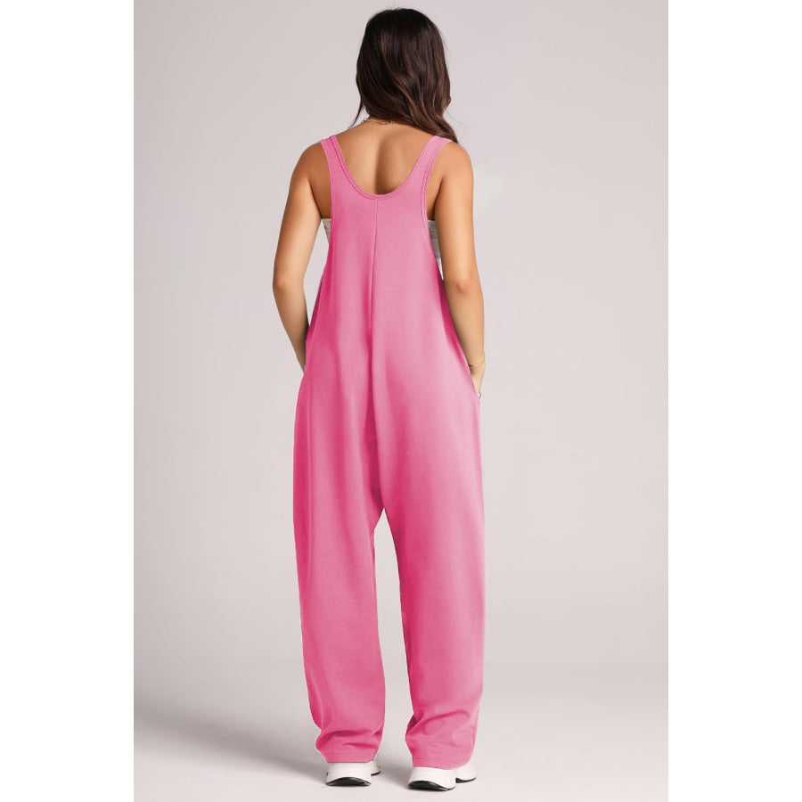 Wide Strap Jumpsuit with Pockets Apparel and Accessories