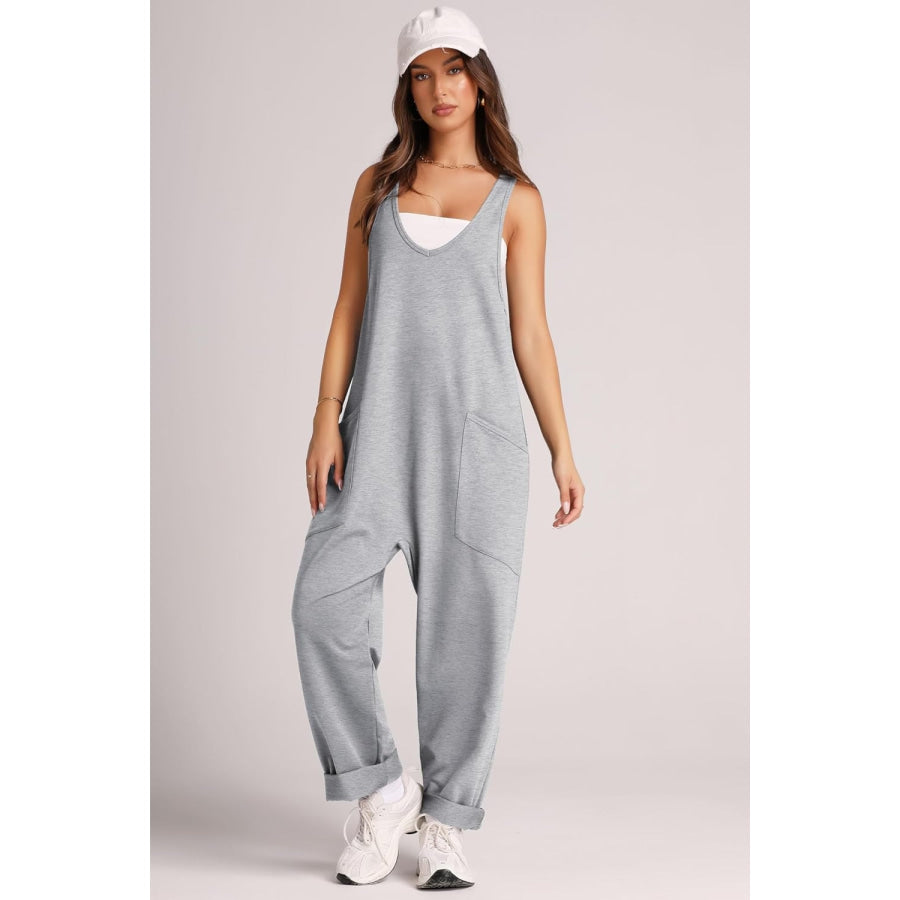 Wide Strap Jumpsuit with Pockets Apparel and Accessories