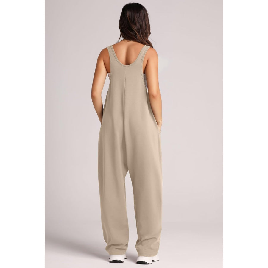 Wide Strap Jumpsuit with Pockets Apparel and Accessories