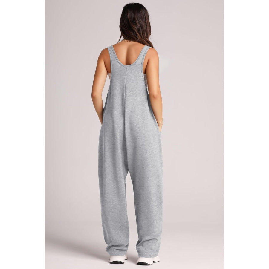 Wide Strap Jumpsuit with Pockets Apparel and Accessories