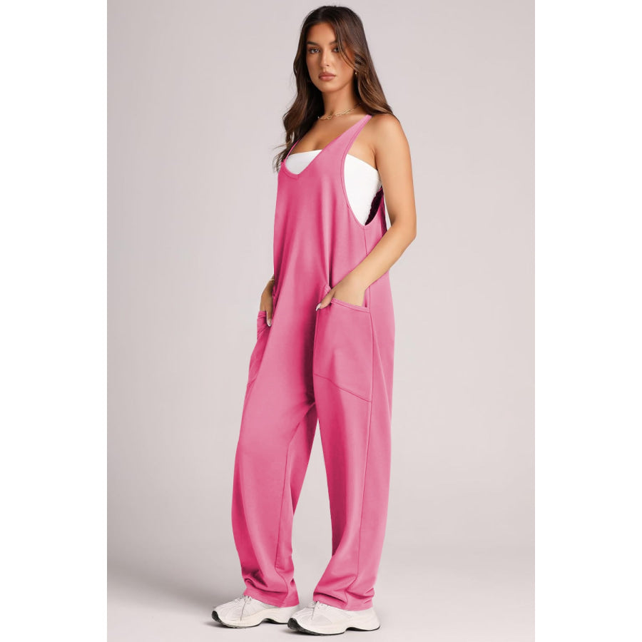 Wide Strap Jumpsuit with Pockets Apparel and Accessories