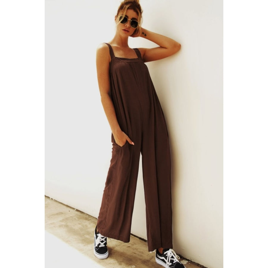 Wide Strap Wide Leg Jumpsuit